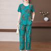 Plus Size Elegant Women's Two Pieces Set Summer Casual Pants Sets Vintage Clothes