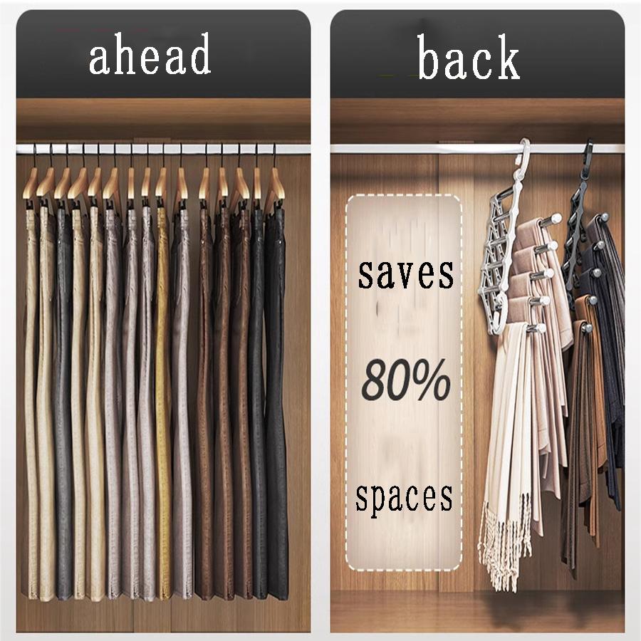1PCS Folding Trouser Rack Multi-functional Household Multi-layer Trouser Hanger Traceless Trouser Rack Wardrobe Storage Shenqi