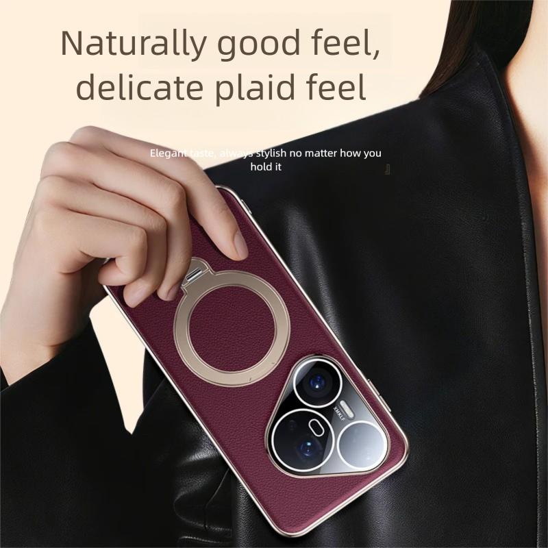 Премиальная магнитная обложка-подставка из веганской кожи для Huawei Pura 70 Ultra / 80 Pro+ Case 360° вращающийся металлический кронштейн гальванизированная рамка