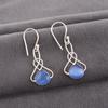Dark Blue Cat's Eye Gemstone Earrings, 925 Sterling Silver Jewelry, Handmade Designer Earrings Gift For Sister
