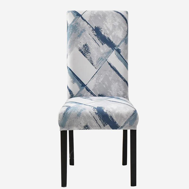 Чехлы на стулья с принтом, эластичные чехлы на кухонные сиденья, эластичные чехлы на стулья из спандекса для столовой, свадебного отеля, банкета, моющиеся, 1 шт.