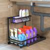 L-Shape Under Sink Organizer and Storage for Kitchen and Bathroom 2-Tier Under Sink Shelf with Wheeled Drawer Under Sink Rack