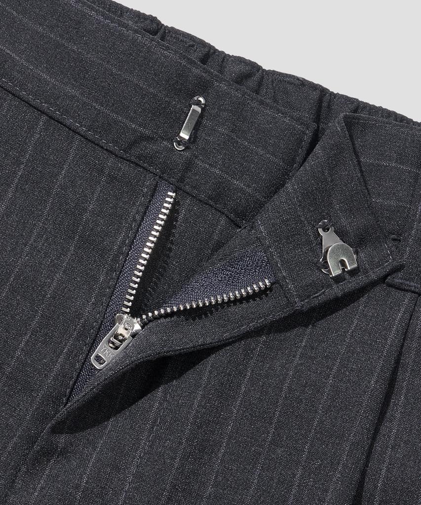 AGOD Strap Banding Wide Slacks [Charcoal Stripe]