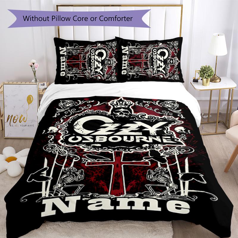 3pcs Custom Name rock Ozzy Osbourne Bedding Set Duvet Cover Closure Includes 1 Duvet Cover & 2 Pillowcases for All Seasons Bedroom Decor