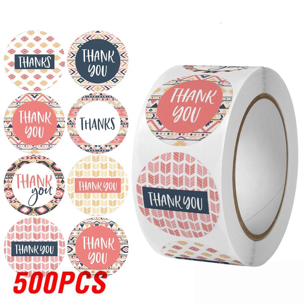 100-500pcs Thank You Paper Stickers Cookie Bag Cake Box Self-adhesive Sticker Christmas Party Gift Wrapping Supplies