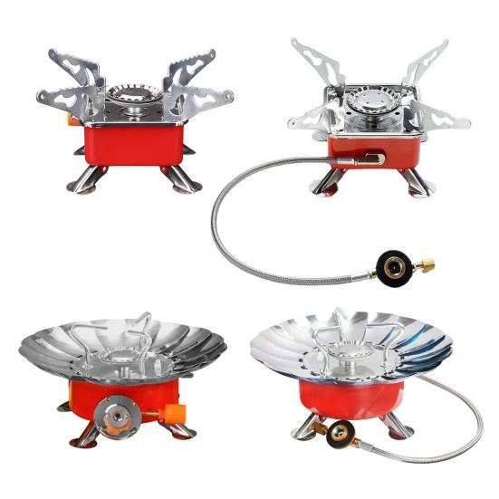 Outdoor Camping Stove with Carrying Bag 2800W Portable Foldable Hiking Picnic Camp Stove Electronic Ignition Cooking Burner Square Round Gas Stove