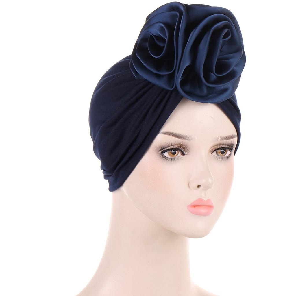 Fashion Women Satin Flower Turban Hat