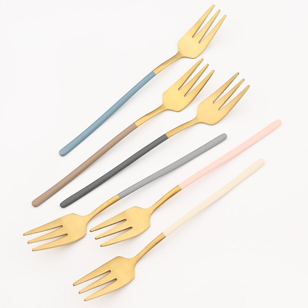 Горячая 1 шт. красочная маленькая вилка из нержавеющей стали 304, вилка для торта, вилка для чая, закусок, столовые приборы, столовые приборы, десертная вилка для фруктов, столовое серебро