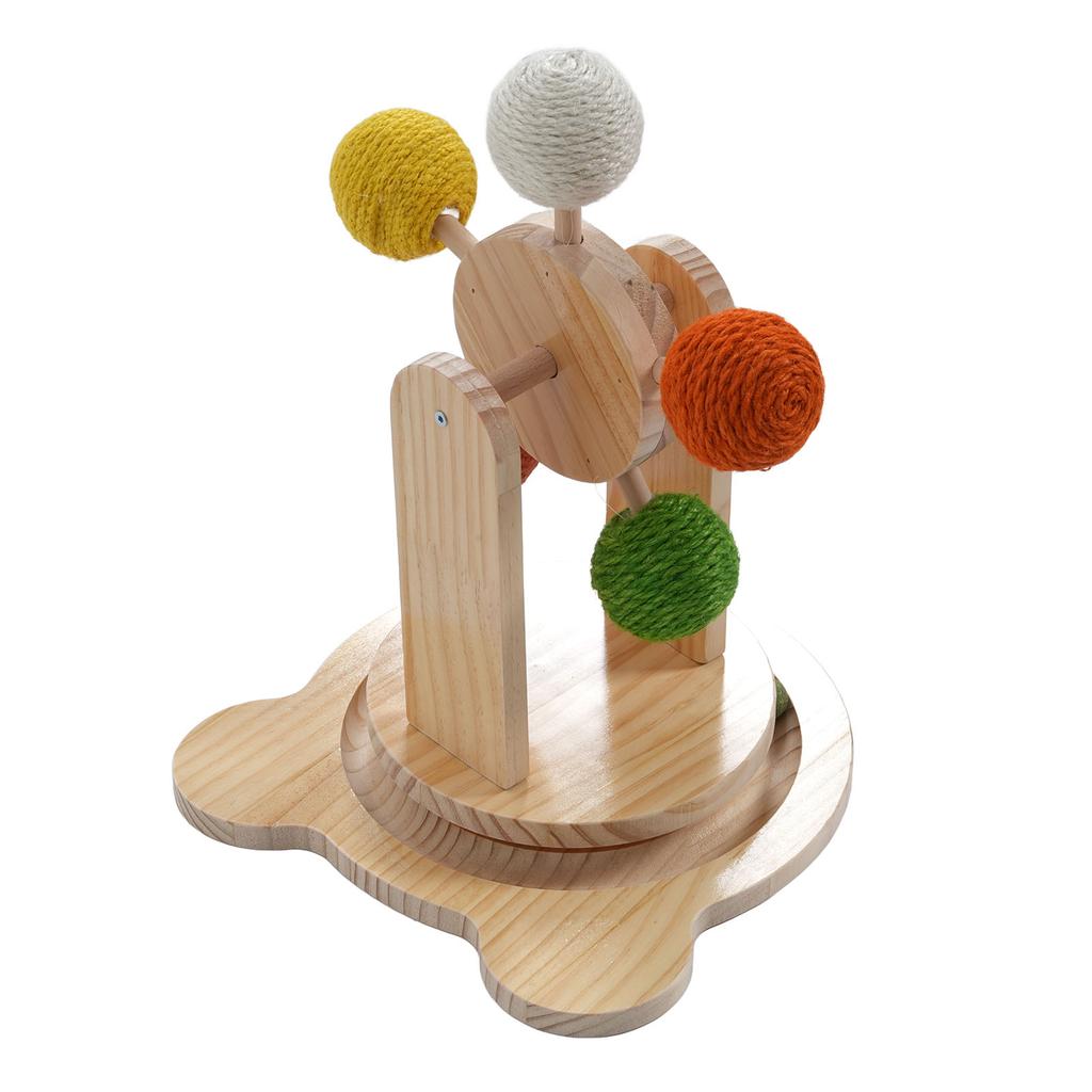 Деревянная основа для проигрывателя Игрушка-шарик для кошки Саморазвлечение Прочная конструкция Интерактивная когтеточка для кошек