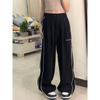 Хиппи, черные полосатые мешковатые брюки по бокам, Harajuku, корейские спортивные штаны большого размера, винтажные свободные спортивные брюки для бега, прямые широкие брюки