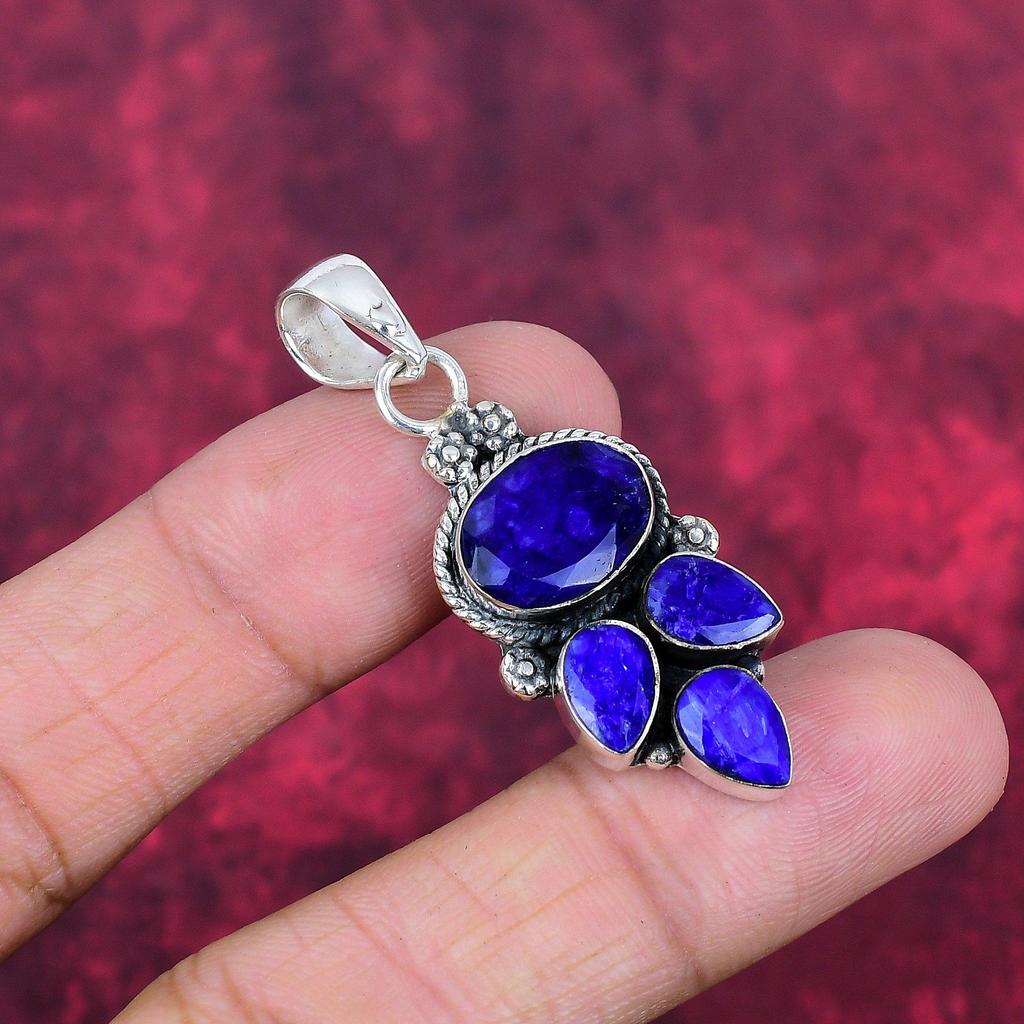 Ювелирные изделия с синим сапфиром, кулон из стерлингового серебра 925 пробы, ювелирные изделия ручной работы с драгоценными камнями, подарки для жены, абсолютно новый кулон
