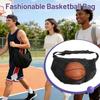Durable Anti-Tear Mesh Single Ball Bag Fits Size 7 Basketball Soccer Volleyball Crossbody Carrier with Adjustable Strap & Zipper