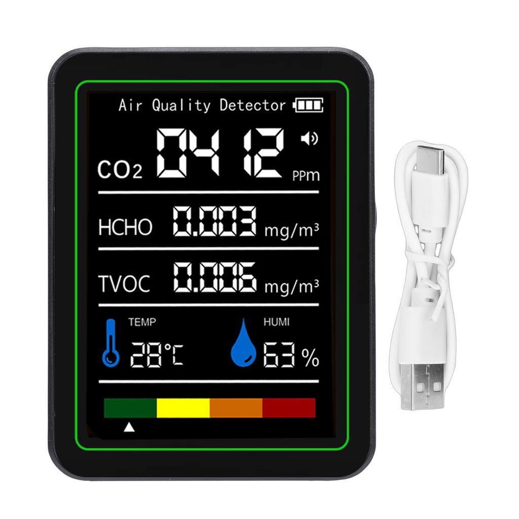 5-в-1 Детектор качества воздуха CO2 TVOC HCHO Температура Влажность Тестер Реальное время Точное обнаружение Измеритель качества воздуха