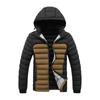 Men's Ribs Cotton-padded Clothes Are Short, Medium and Long, Piled and Thickened Hooded Large-size Color Matching Cotton Clothes.