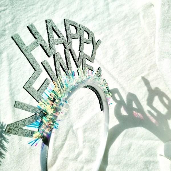 Silver Flower Band Happy New Year Headband Happynewyear