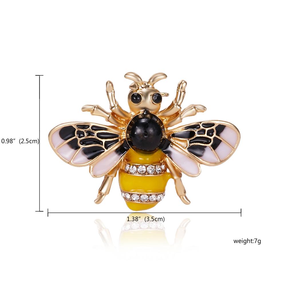 Rinhoo Delicate Little Bee Brooch Crystal Rhinestone Insect Ant Flying Bee Animal Honeybee Enamel Pins Broach Needle Badge Gifts