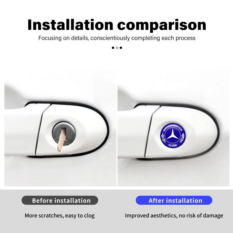 8pcs Car Door Keyhole Sticker Lock Protector Anti-blocking Decal For Mercedes Benz AMG A C E S G Class W201 W210 W108 W204 W205 UWXYZ1