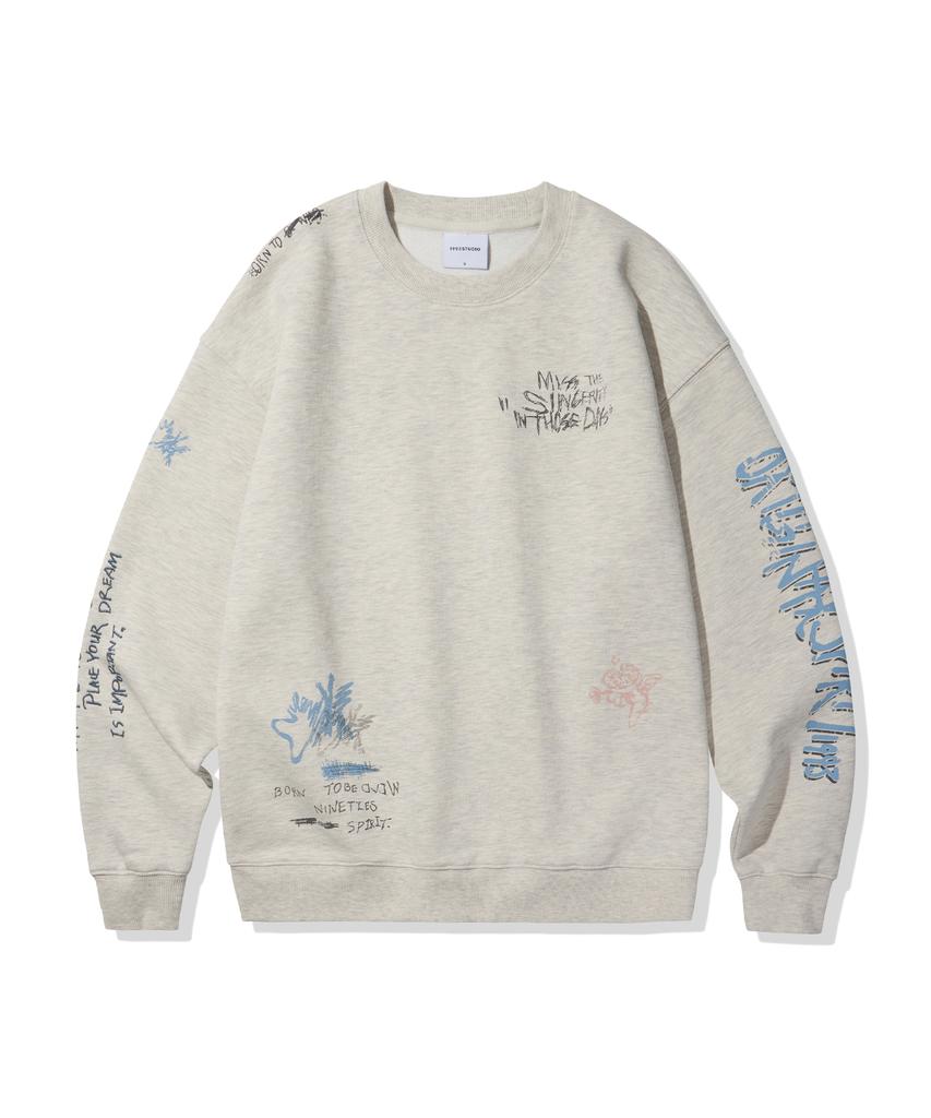 1993STUDIO Drawing Graphic Sweatshirt_Oat Beige