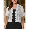 Ladies' Short-sleeved Fashionable Top, Elegant Lace with Cutouts, Banquet Knitted Cardigan