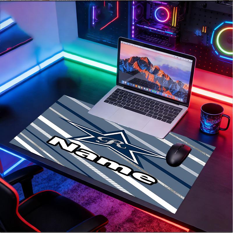 Custom Name Personalized Dallas Cowboys Pattern Mousepad, Laptop PC Desk Mat, Decorative Desk Mat for Home Keyboard Pad Gift