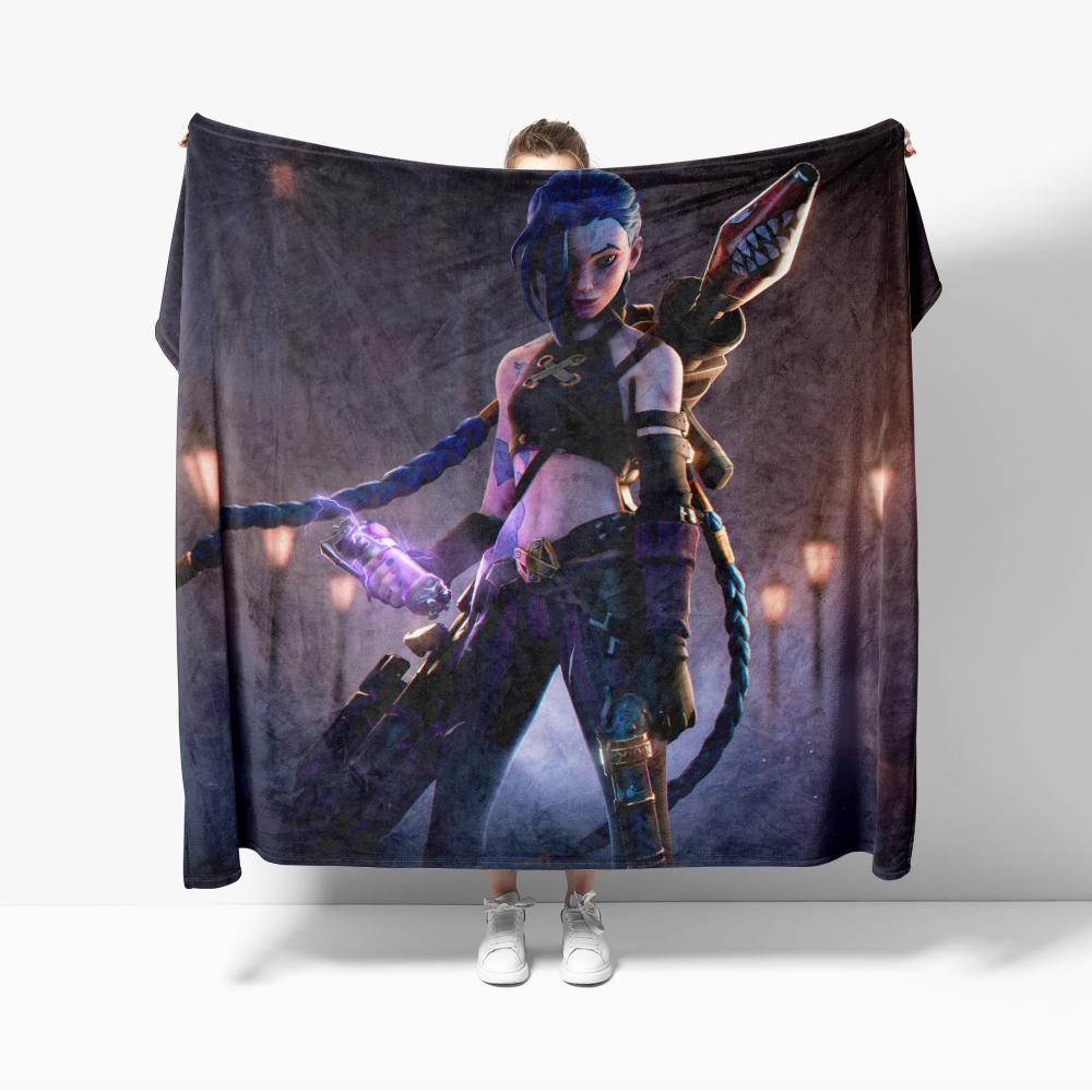 Фланелевое одеяло Jinx Arcane Season ЭККО Аниме Одеяло Уютное Мягкое Легкое Теплое 30x40 дюймов 40x50 дюймов для Дивана Софы Кровати