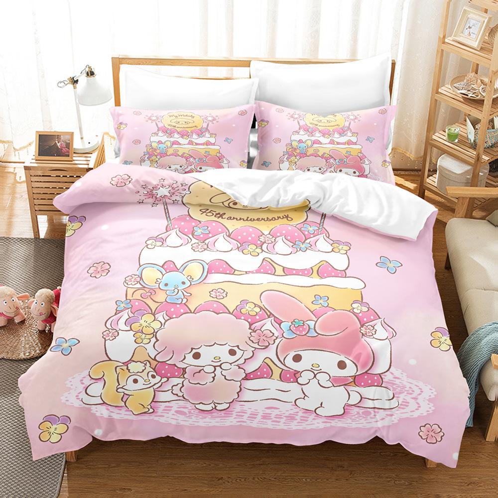 Мелодия Полированный Четырехпредметный Мультяшный Sanrio Осенне-Зимний Теплый Постельный Комплект Пододеяльник Наволочка Простынь