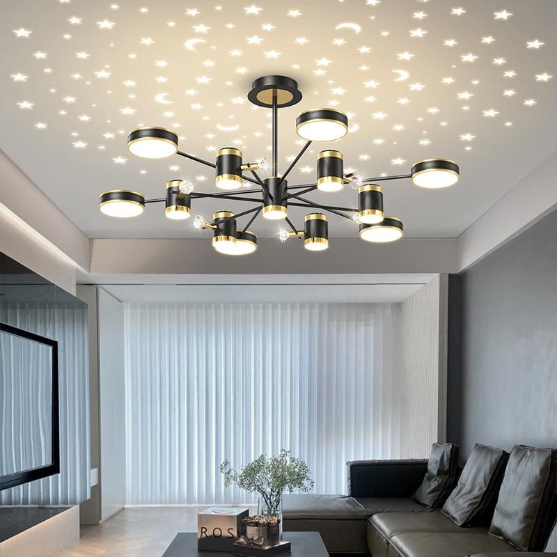Living Room Chandelier Projection Star Chandelier Simple Modern LED Netflix Restaurant Bedroom Light