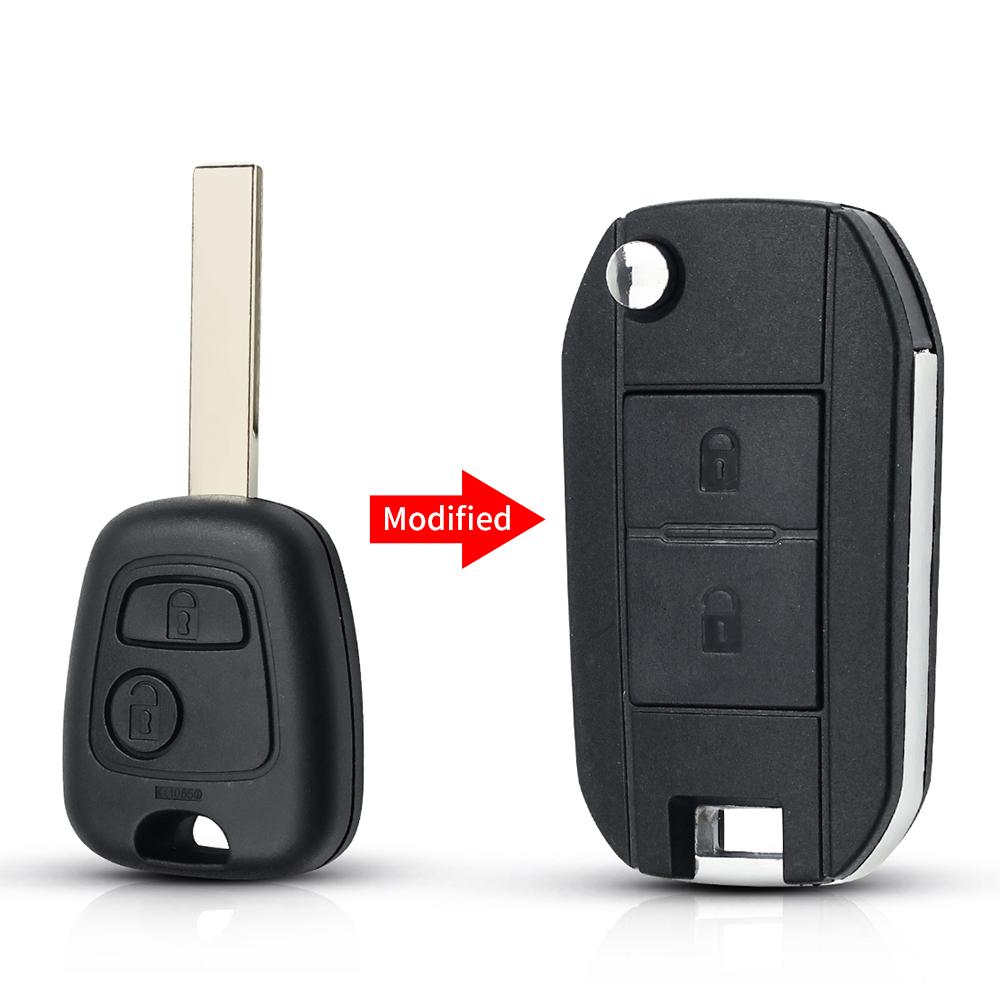Модифицированный корпус складного ключа зажигания для Peugeot 307 107 207 407 Citroen C2 C3 Xsara Пульт 2-кнопочный Чехол для ключа Лезвие Hu83