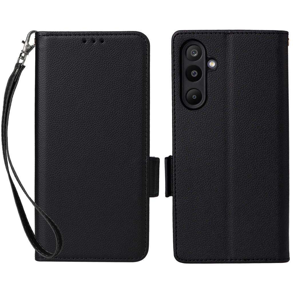 Чехол для Samsung Galaxy M16 5G/F16 5G с ремешком на запястье, текстура личи, кошелек из ПУ кожи, чехол для телефона