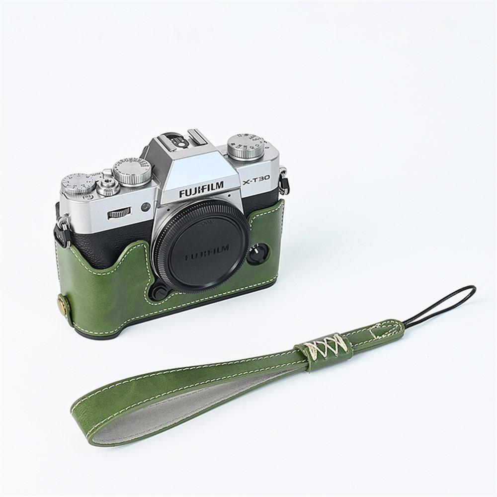 Oil Print PU Leather Camera Half Case for Fujifilm XT30II XT30 XT20 XT10 Fuji X-T30 X-T30II X-T20 X-T10 Battery Open With Strap