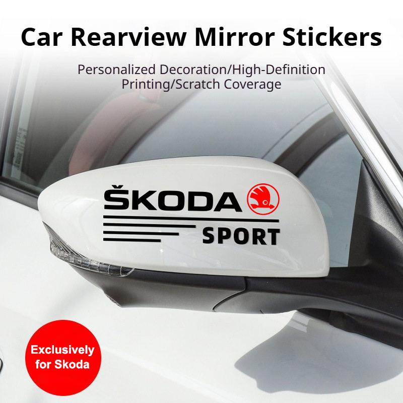 XOWS7 2-Pack Car Rearview Mirror Side Decorative Stickers for Skoda Rapid, Octavia, RSKodiaq, Fabia, A7, Karoq, Kamiq, MK3, Roomster