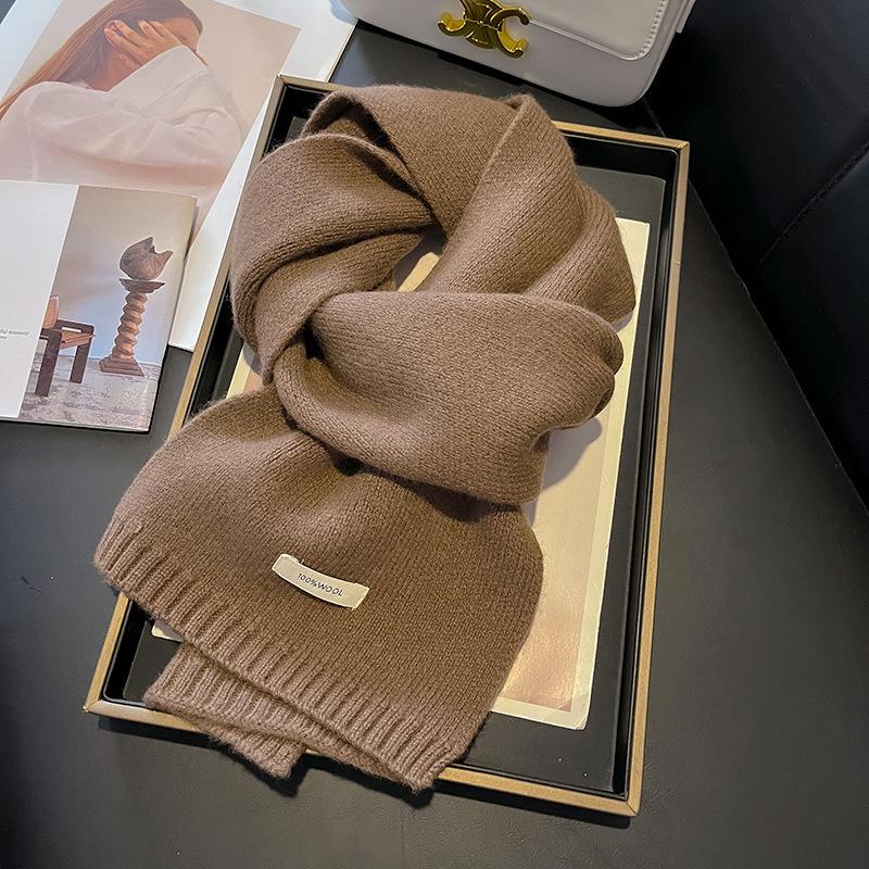 Australian Pure Wool Cashmere Scarf - Unisex Winter Warm Knitted Solid Color