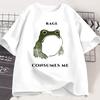 Women's T Shirts Funny Rage Consumes Me Frog Graphic T Shirts Vintage Cotton Short Sleeve Printed Tops Womens Clothes Streetwear