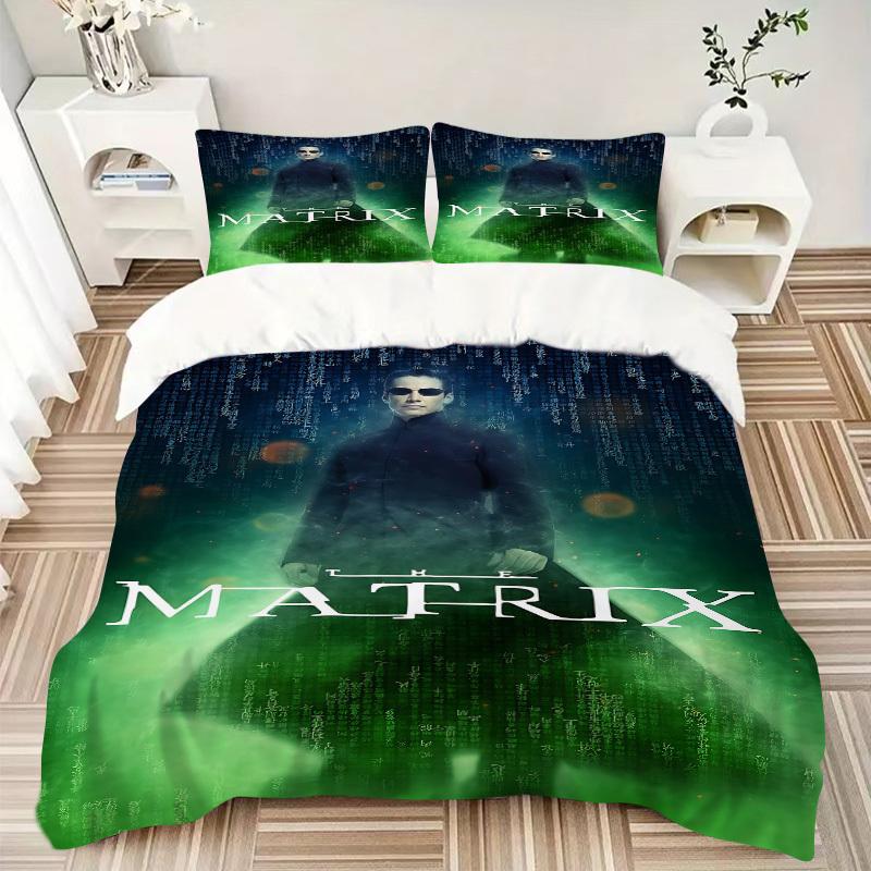 3pcs The Matrix Bedding Set, Soft Polyester Duvet Cover and Pillowcases Machine Washable Seasons all suitable 40