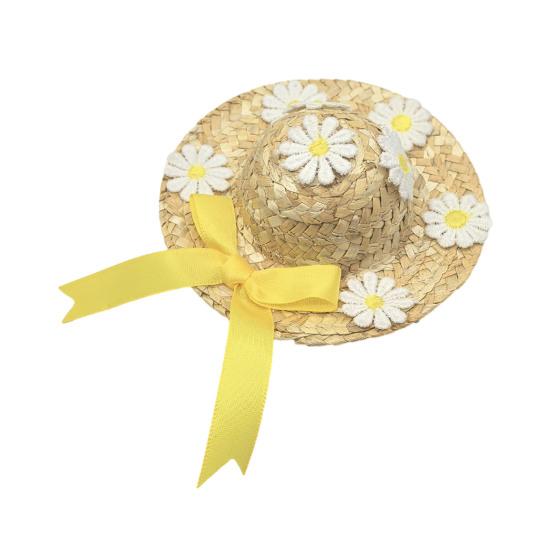 Мини-соломенные шляпы Миниатюрная соломенная шляпа ручной работы Вязаная ковбойская шляпа Кукольный домик Аксессуары для кукол Поделки Крыльцо Гусь