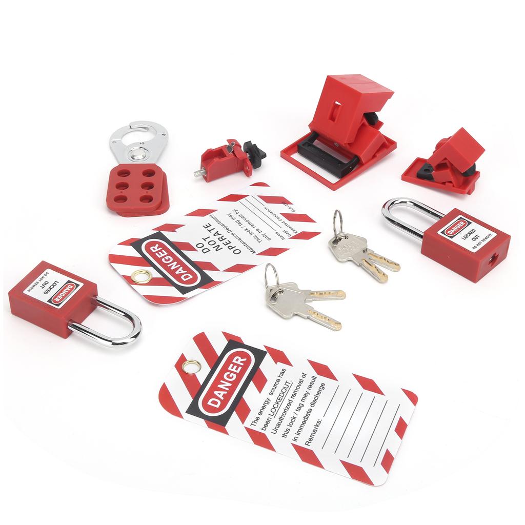 Safety Lockout Tagout Kit Lockset Fitting Tools Multifunctional Portable with Pocket Bag