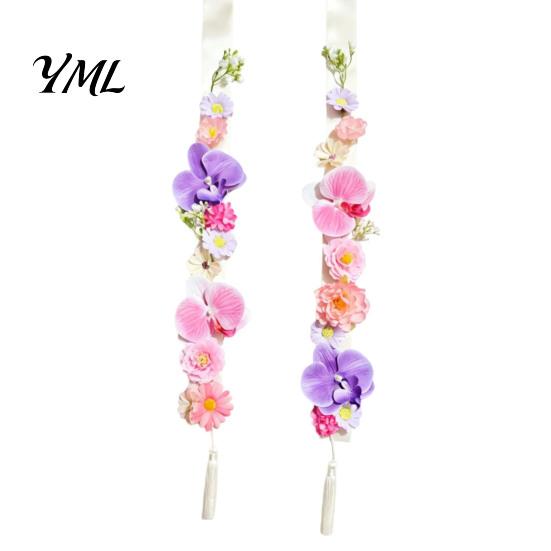 Decorative Floral Stole for Weddings Flower Graduation Leis, Artificial Satin Ribbon Grad Stole, Senior Tropical Gift Box Decoration Leis with Tassel