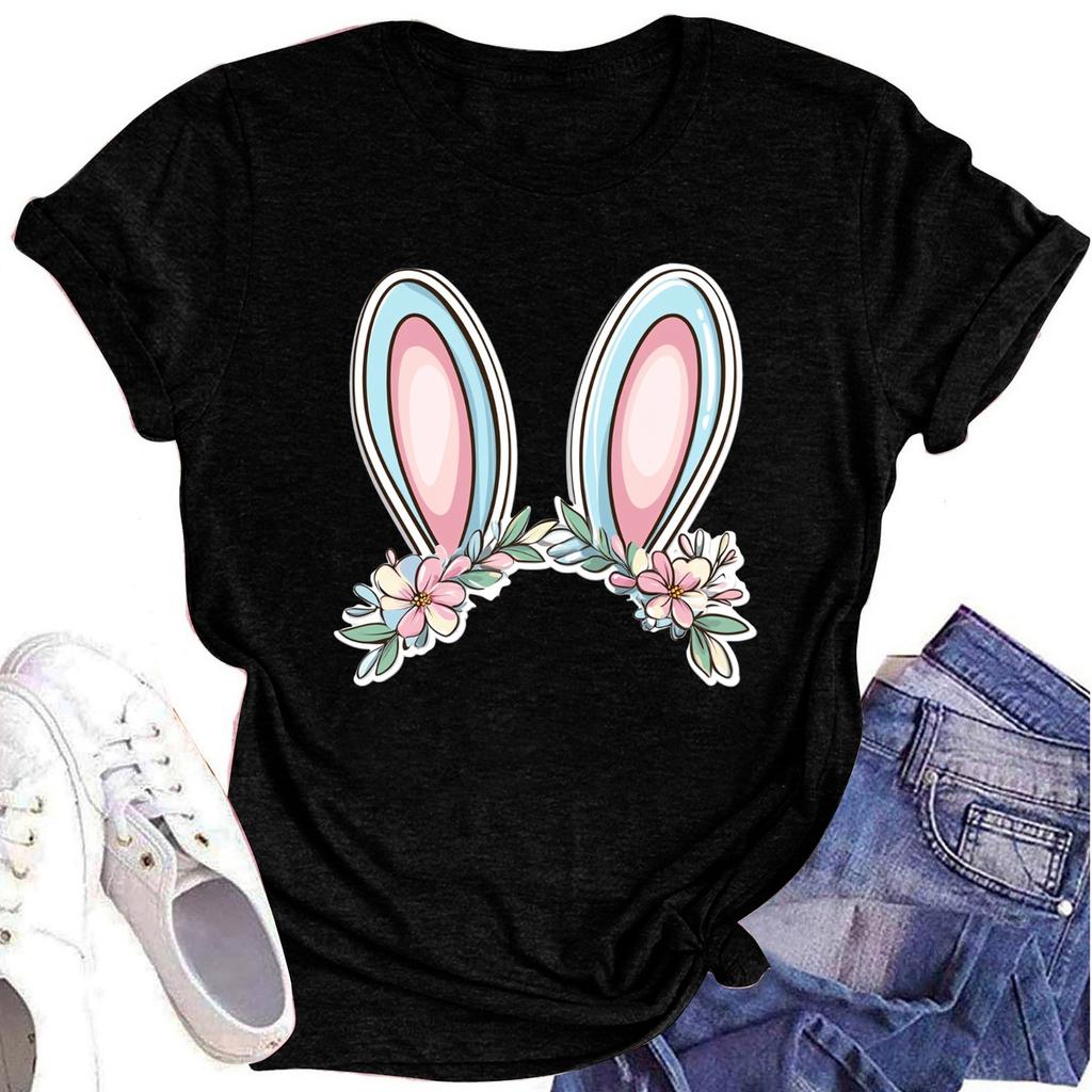 Women's Printed Round Neck Short-sleeved T-shirt Top