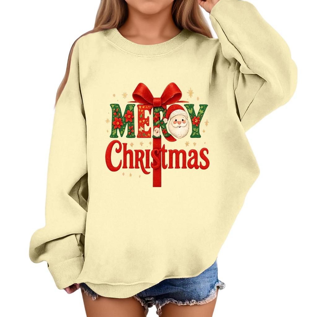 Children's Fashionable Casual Long-sleeved Loose Christmas Print Pullover Sweatshirt