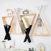Children Wooden Wall Shelf Triangle Storage Bookshelf Living Room and Home Decor