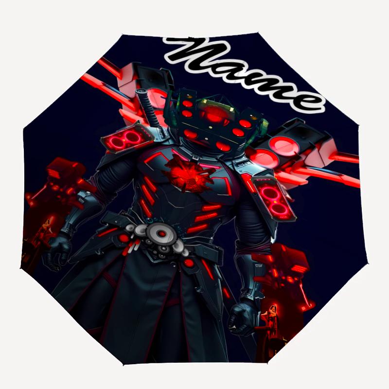 Personalized Name S-Skibidi Toilet Multiverse Print Umbrella - Automatic Open/Close, Eight-Rib Durable Frame, Automatic Folding Umbrella