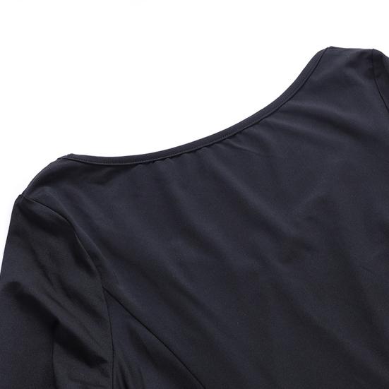 Женское платье на Хэллоуин, подол «рыбий хвост», облегающий крой, нерегулярные манжеты с рюшами, рукава «летучая мышь», готический круглый вырез, сплошной цвет