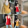 Korean Style Lace Knit Slim-Fit Vest Blouse for Women - Summer Casual Solid Color Pullover