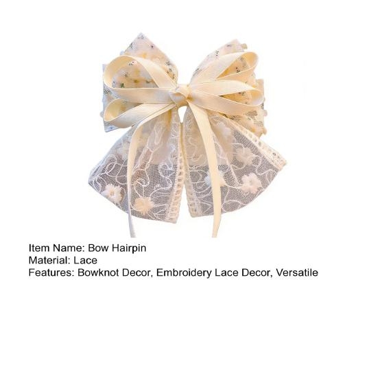 Hairpin Soft Embroidery Lace Splicing Ribbon Bowknot Decor Girl Hair Pin Gentle Hairstyles Side Hair Clips Hair Accessory