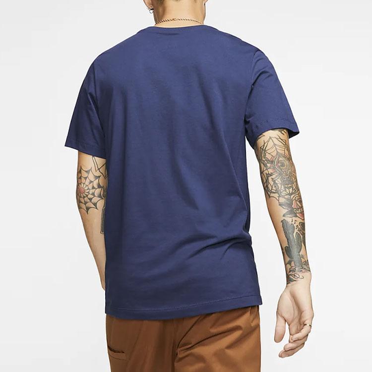 Nike Мужская футболка с вышитым логотипом Swoosh с круглым вырезом и короткими рукавами, темно-бирюзовая AR4999-410