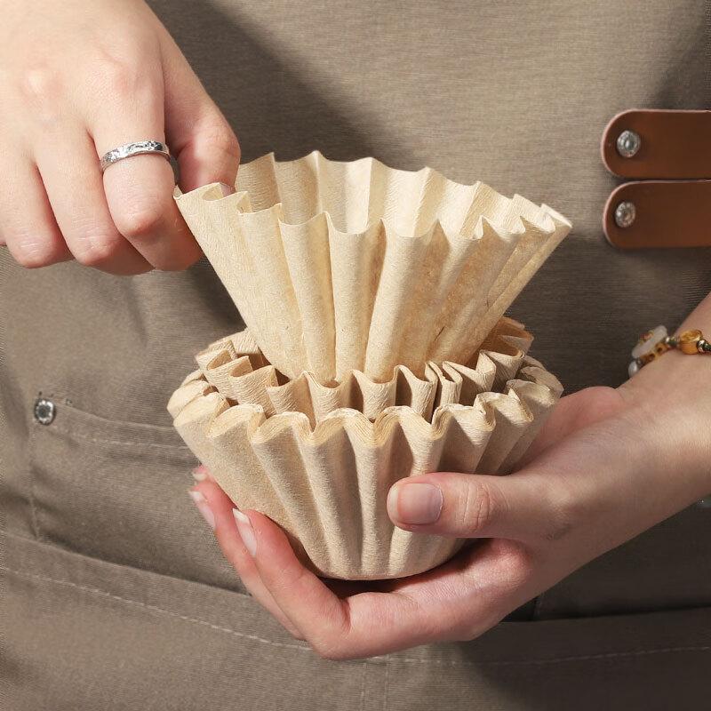Mongdio Coffee Filter Papers, Cake-Shaped Pour-Over Coffee Filters, Natural Wood Pulp, 50 Pieces Per Pack