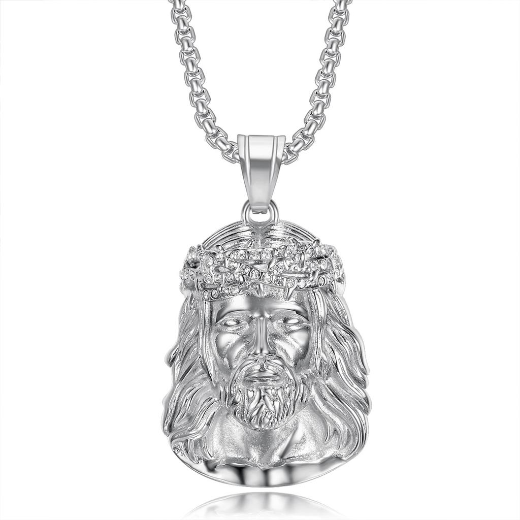 Stainless Steel Titanium Hip Hop God Jesus Pendant Collar Chains Necklace for Men Women Jewelry