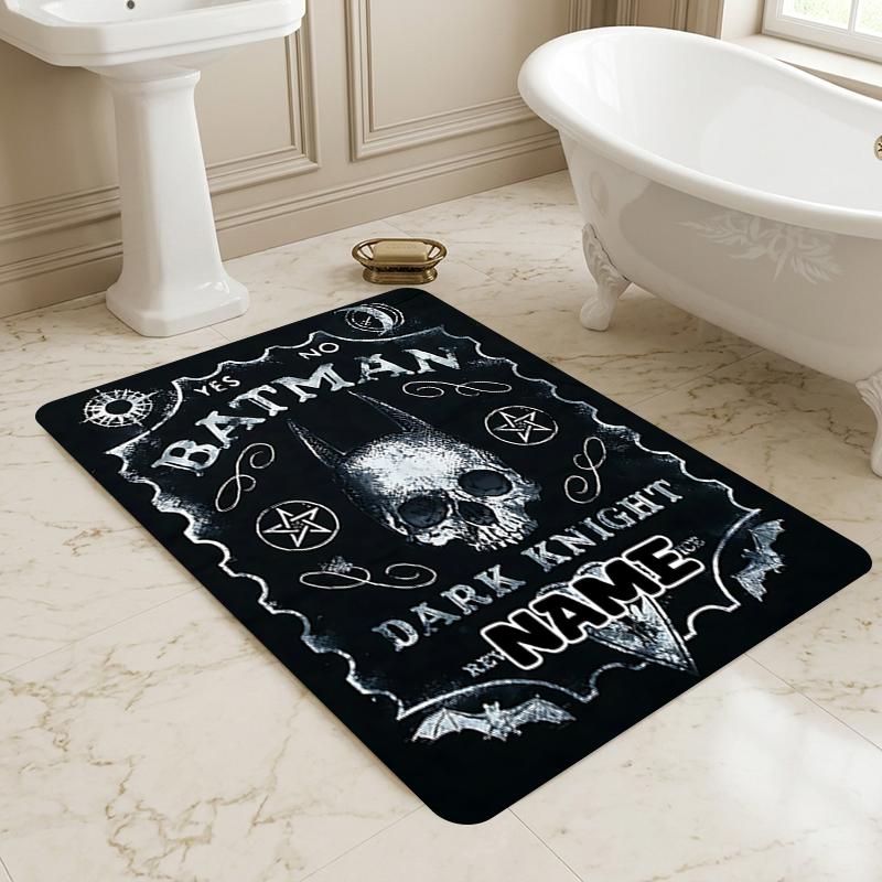Custom Name Batman's Cityscape Living Room Non-Slip Area Rug Soft Carpet for Bedroom Kids Playroom Sofa Office Home Decor Doormat