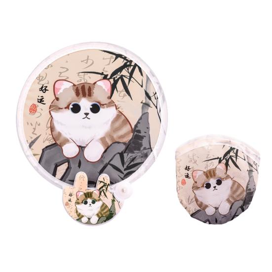 Складной круглый веер с рисунком из мультфильма и отражателем для фотографий, портативный, легкий, карманного размера, для путешествий на природе, кемпинга, пикника, лета, ручной вентилятор