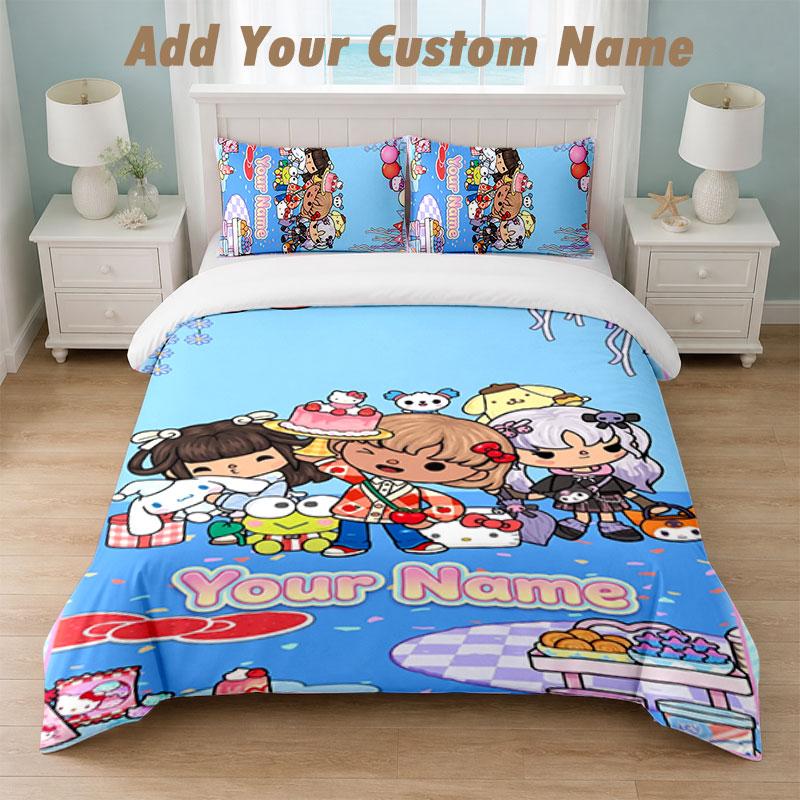 Bedding Set 1 Duvet Cover 2 Pillowcases Toca Boca Print Soft Bed Linen Bedroom Decor